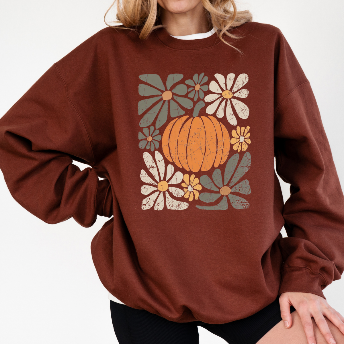 Retro Pumpkin Sweatshirt |White