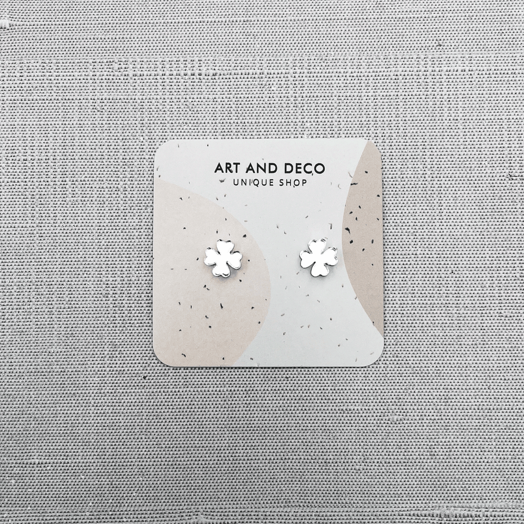 Mini Silver Clover Stud Earrings