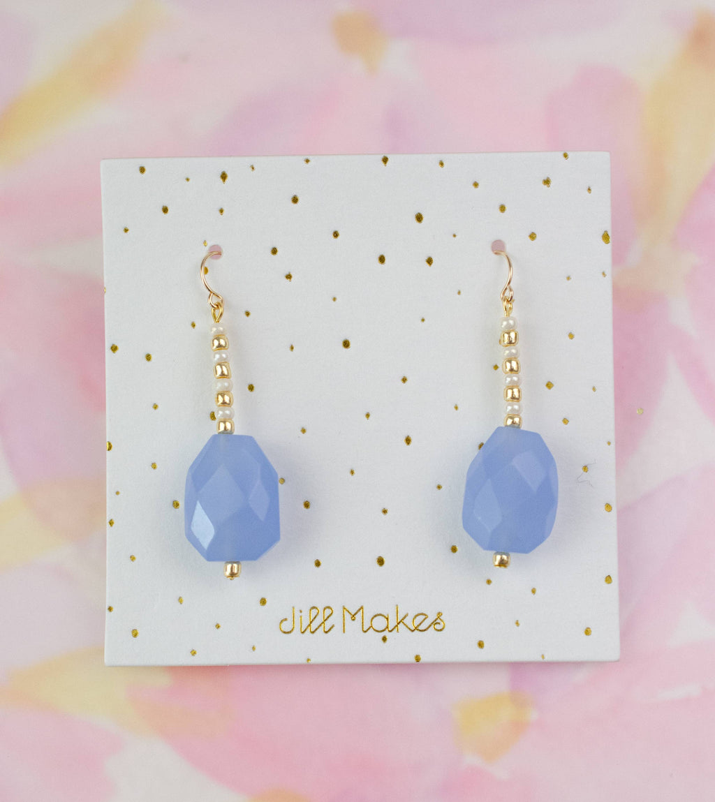 Blue Chalcedony Faceted Earrings