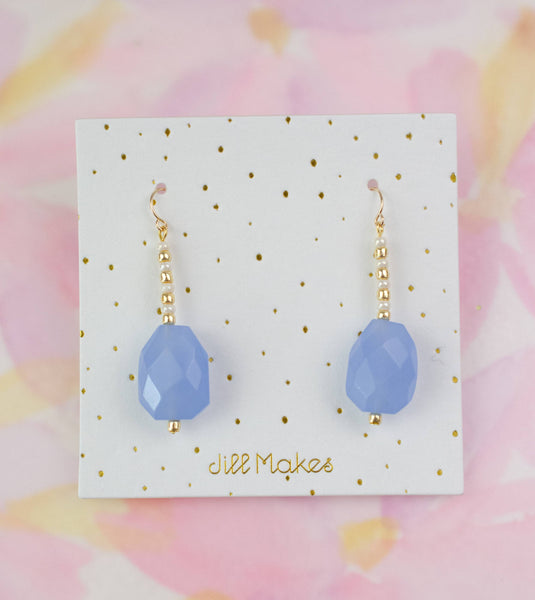 Blue Chalcedony Faceted Earrings