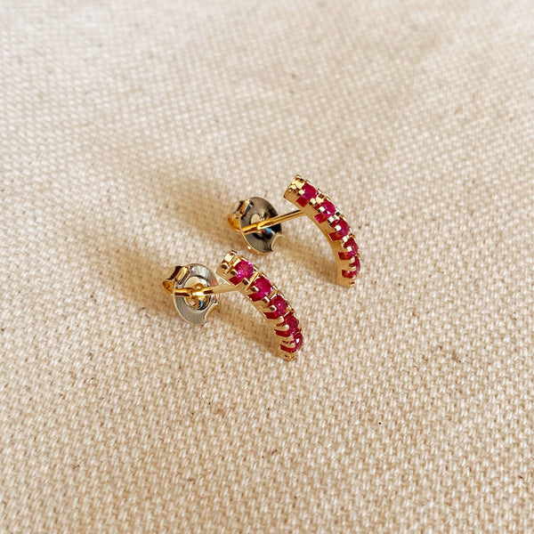 Bar Fuchsia Crystal Stud Earrings