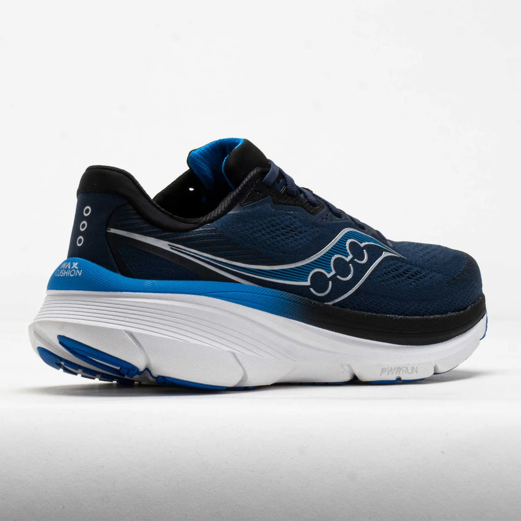 Navy and blue running shoe on a white background