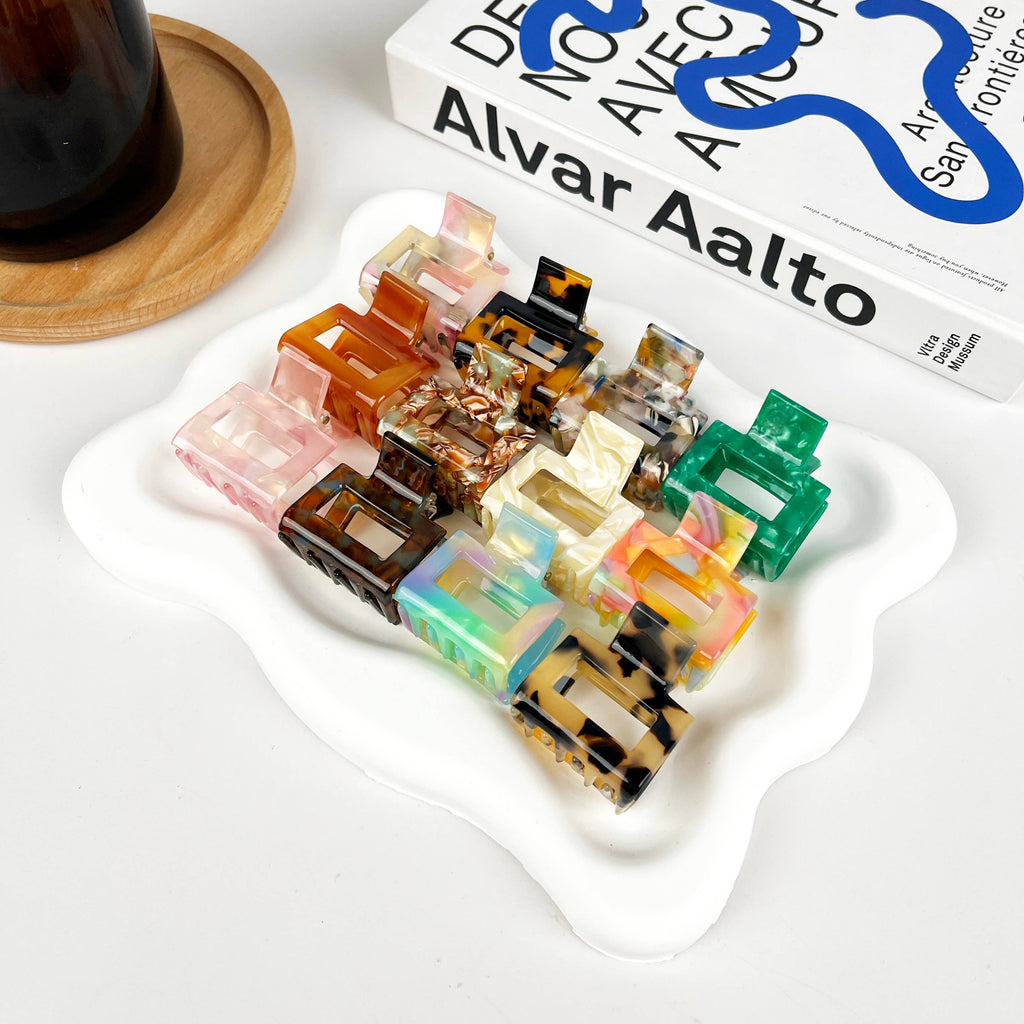 TheDivaSoap - Small Square Claw Clips,Acetate Small Hair Clip