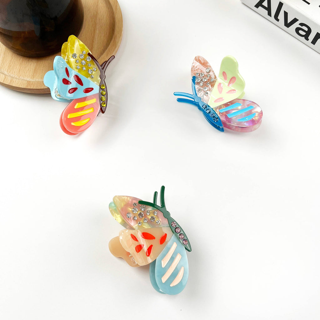 TheDivaSoap - Colorful Cartoon Butterfly Claw Clip Diamond Hair Clips
