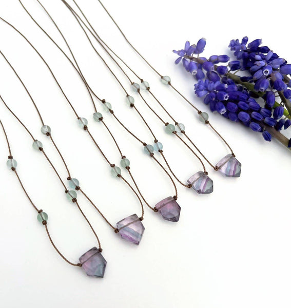 Fluorite Shield Cord Necklace