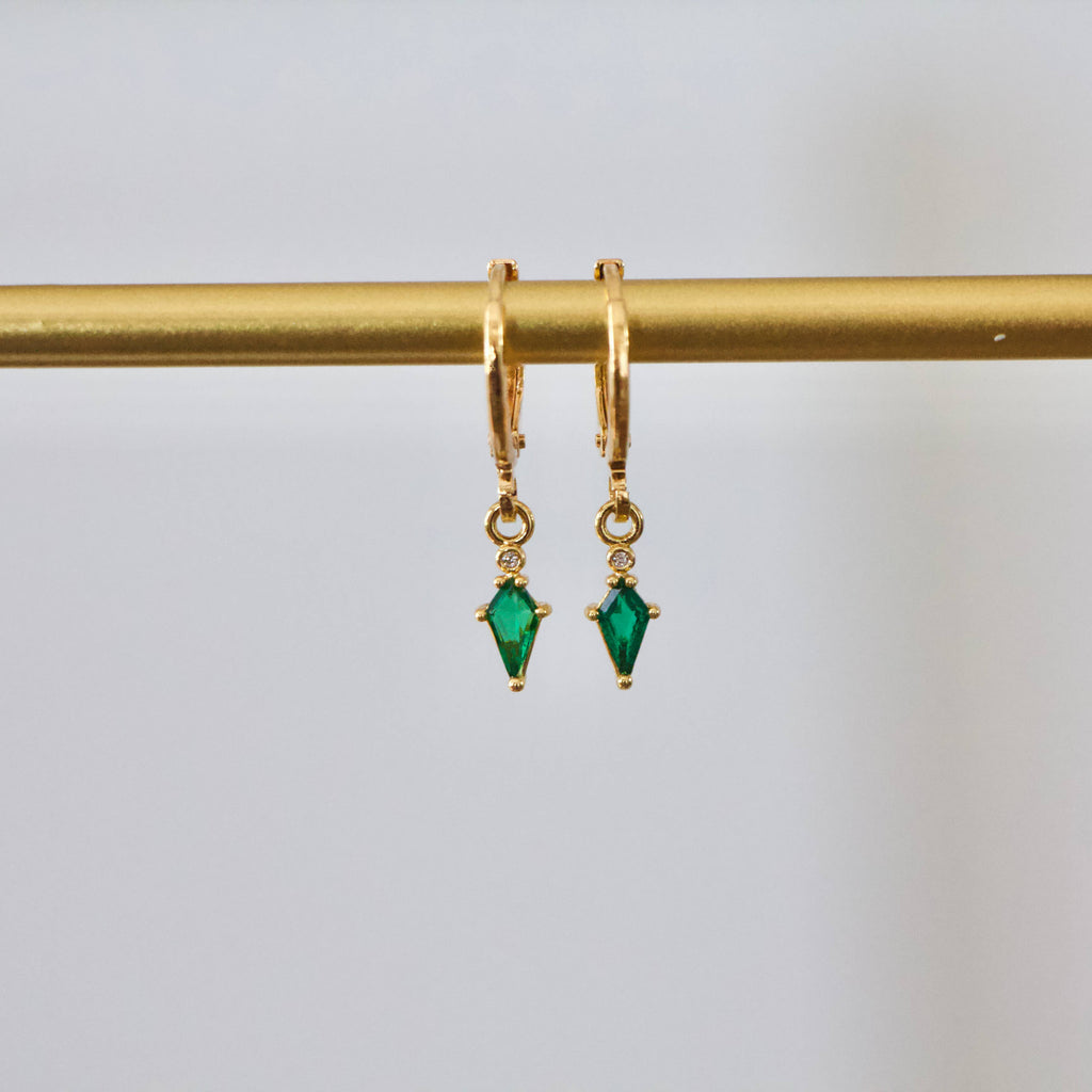 Emerald Green Huggie Earrings