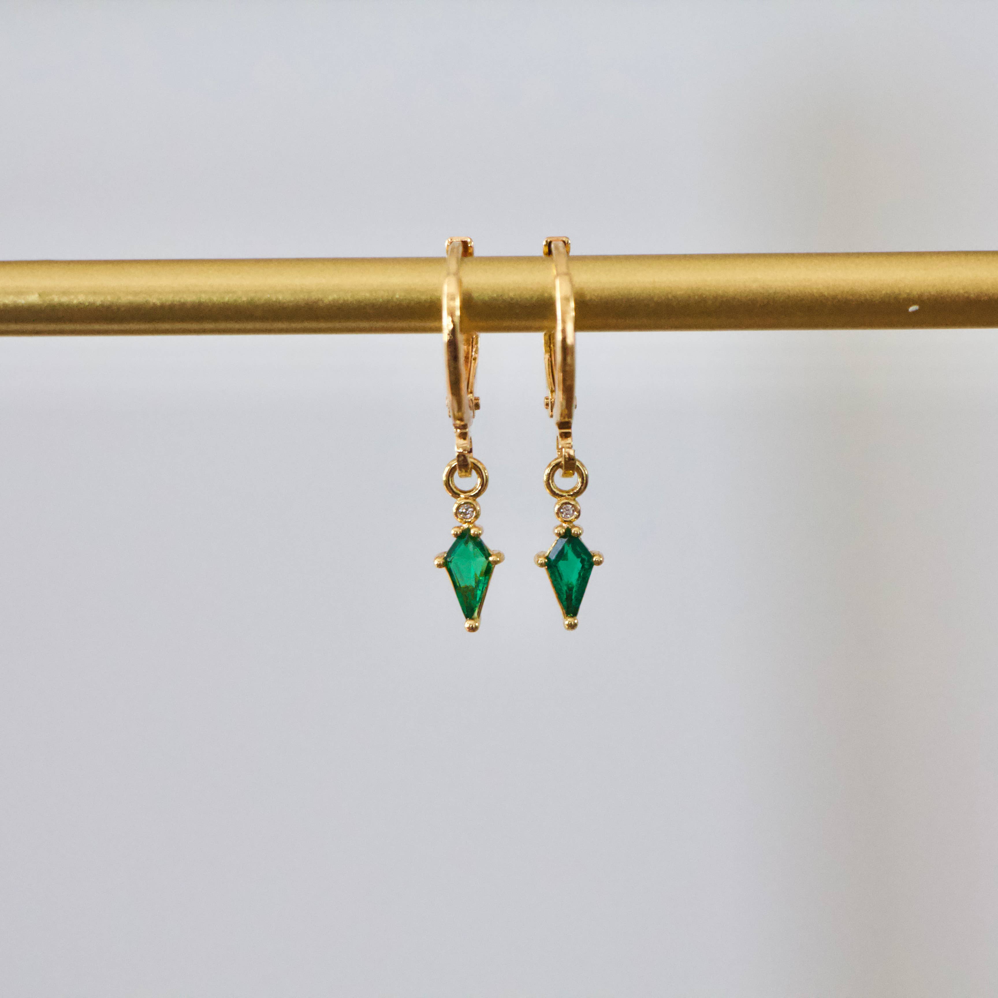 Emerald Green Huggie Earrings