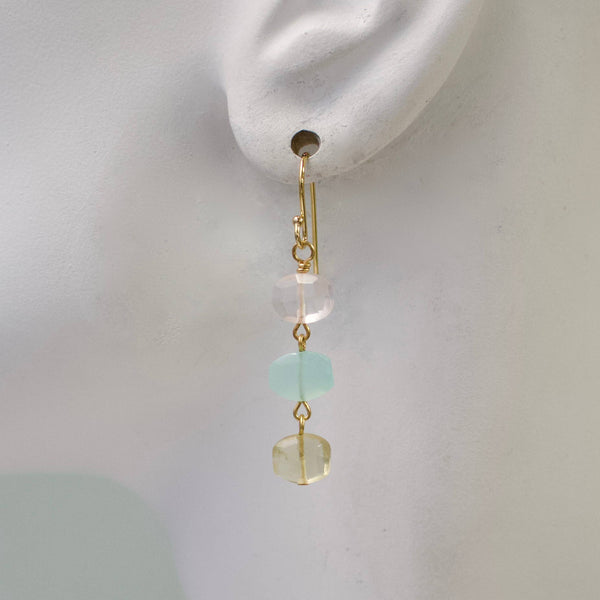 Mini Semi Stack Earrings: Emerald