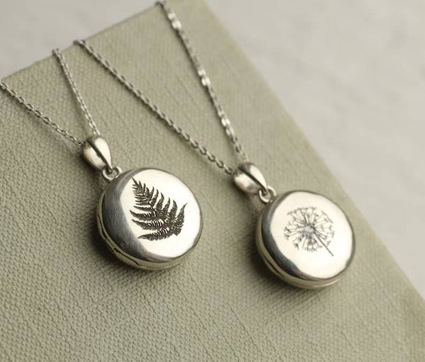 SS- Engraved Botanical Locket