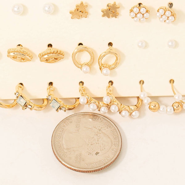 Assorted Pearly Stud Earrings Set: G