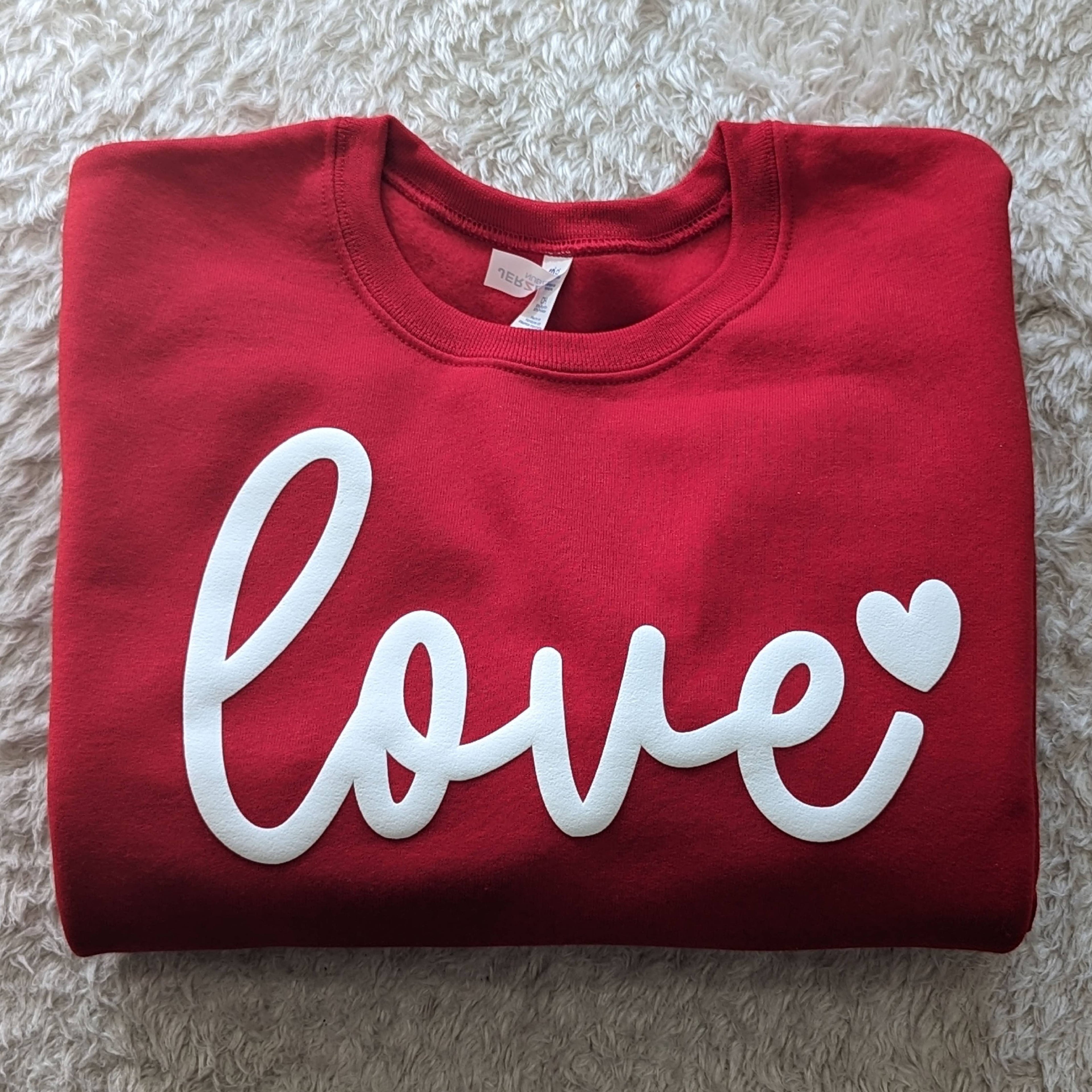 Crewneck Sweatshirt LOVE Puff Print|Red