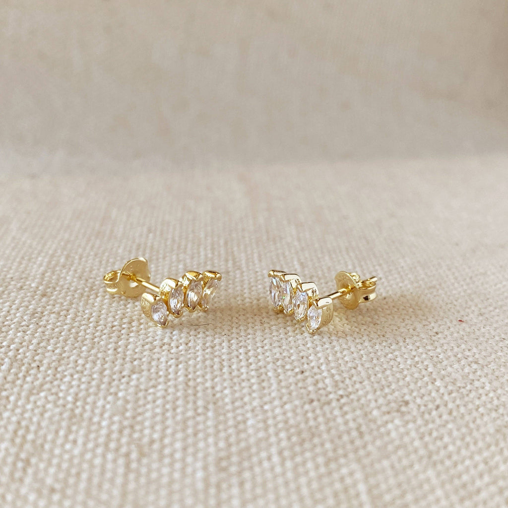 Curved Cubic Zirconia Stud Earrings