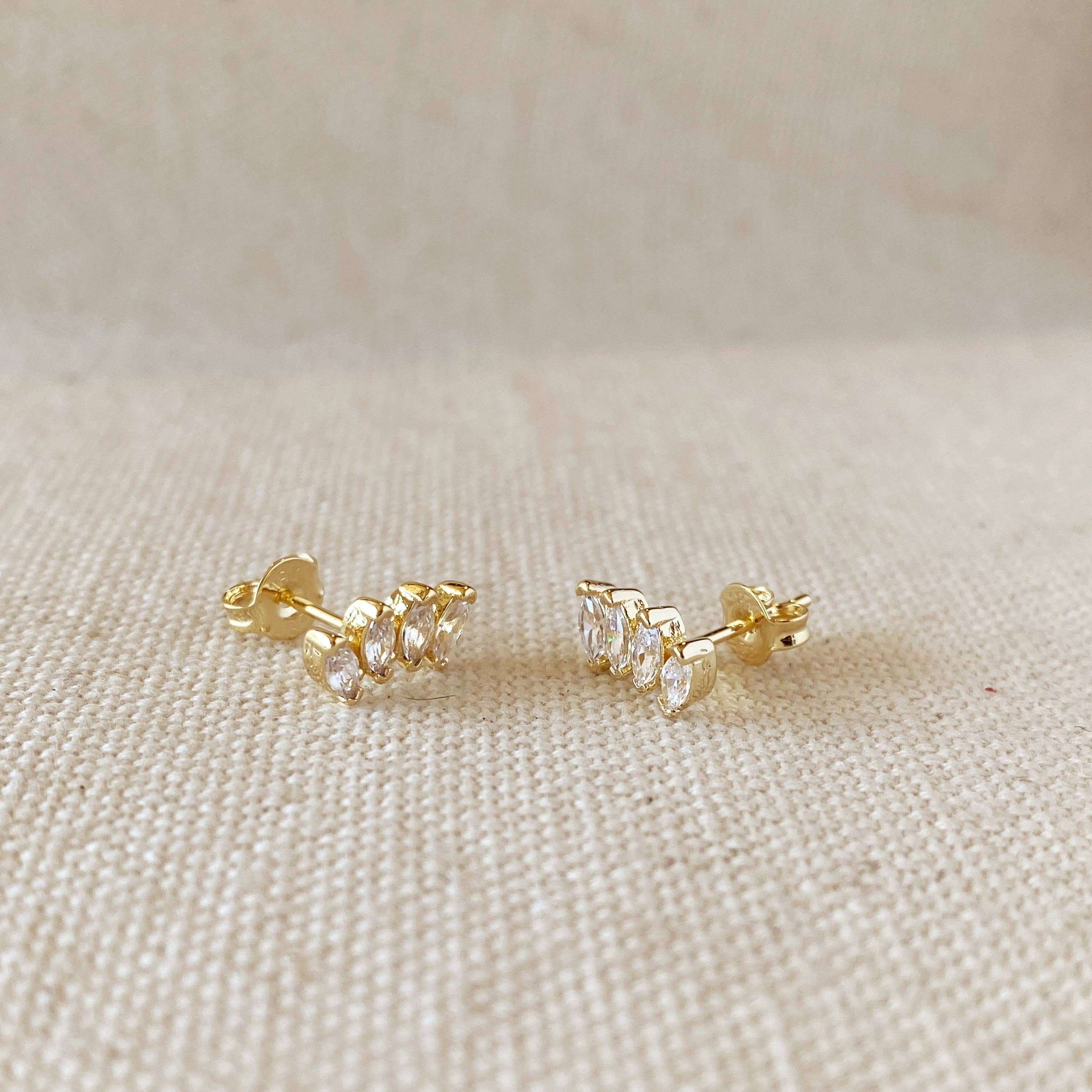 Curved Cubic Zirconia Stud Earrings