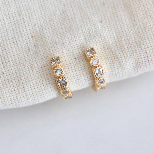 CZ Geometric Hoop Earrings 