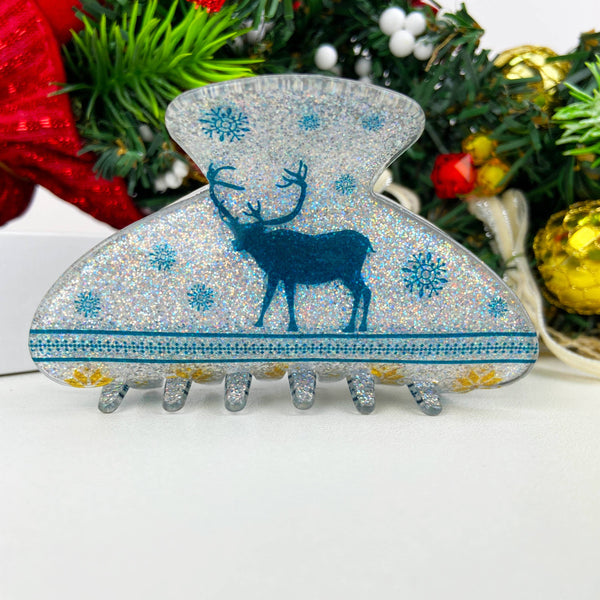 TheDivaSoap - 3.38" Funny Christmas Hair Clip Santa Claus Elk: D