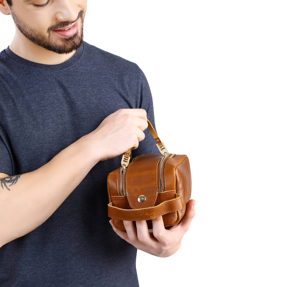 Leather Double Zipper Bag