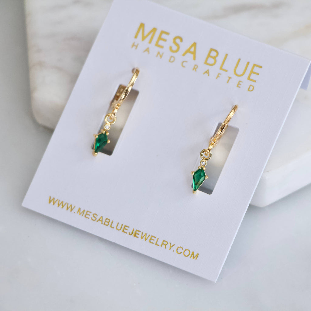 Emerald Green Huggie Earrings