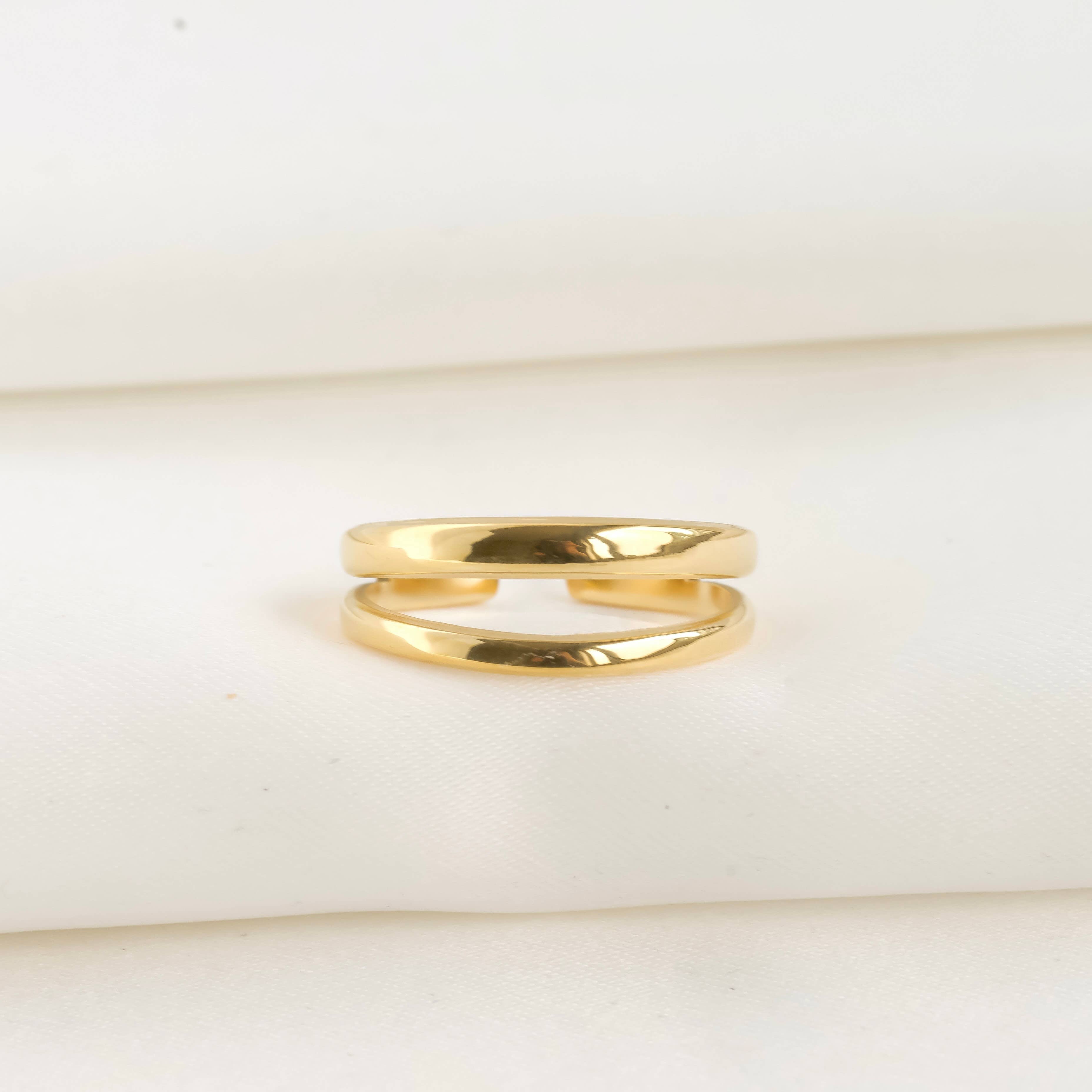 Blueyejewelry - Dainty Layered Open Ring - Stainless Steel Double Band Ring
