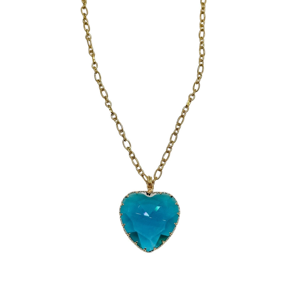 Kick Glass Heart Pendant Necklaces
