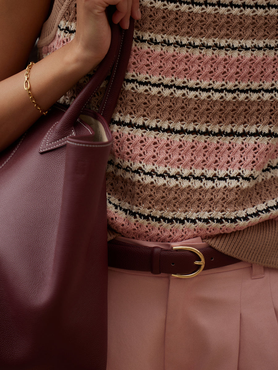 Deeley Stripe Stitch Tank| Taupe/Rose