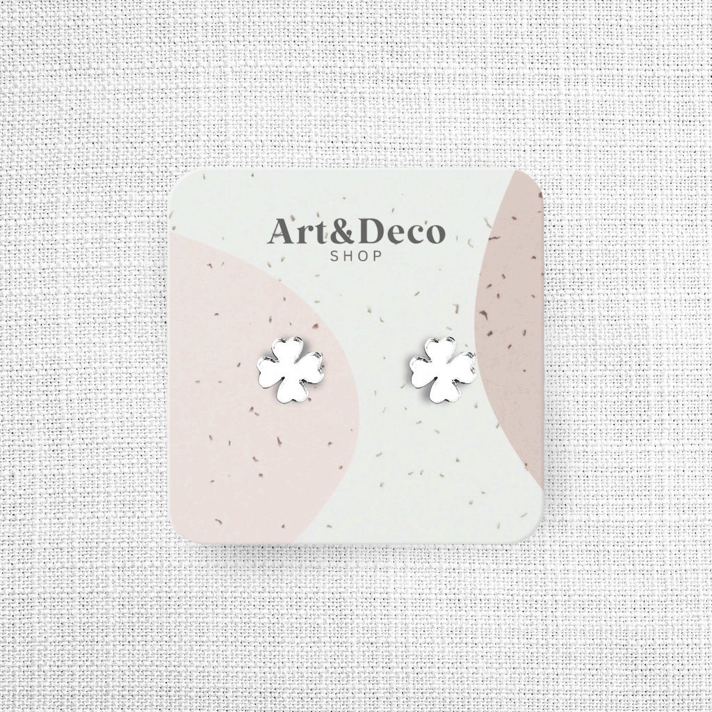 Mini Silver Clover Stud Earrings