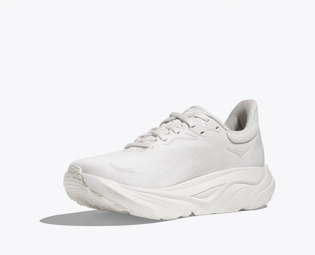 White athletic shoe on a light gray background