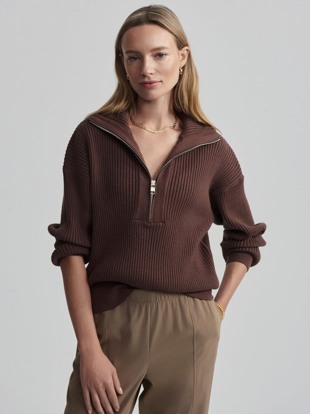 Women's Janie Half Zip Knit | Chestnut