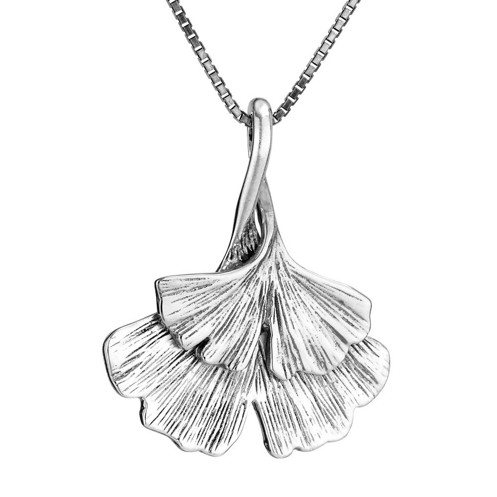Ginkgo Leaf Sterling Silver Pendant