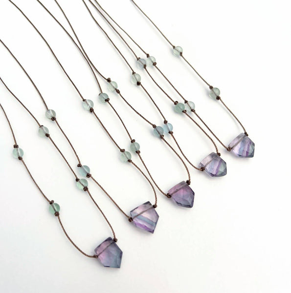 Fluorite Shield Cord Necklace