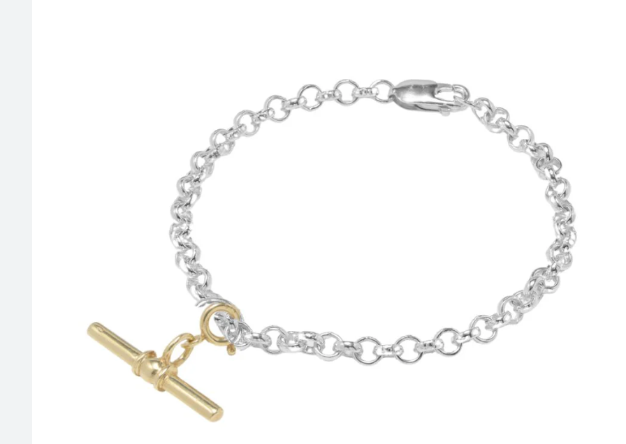 HoopLa - T Bar Toggle Steel 14K Gold or Two tone bracelet
