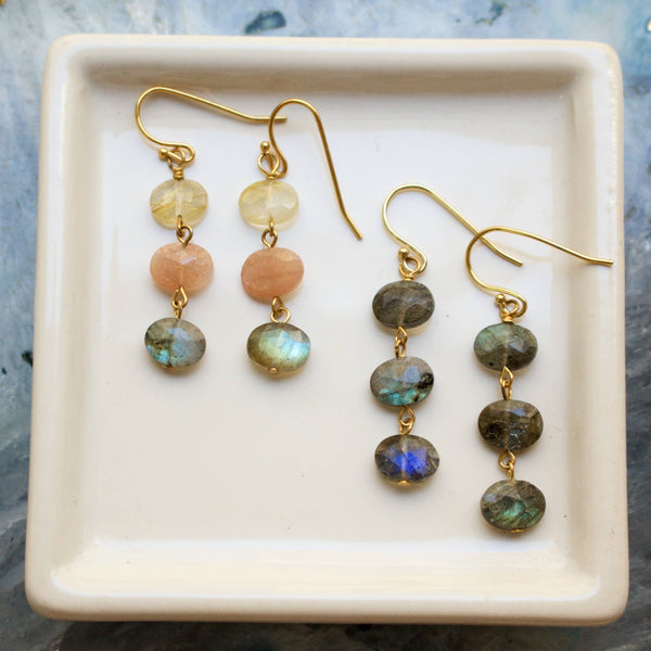 Mini Semi Stack Earrings: Smoky/Lab