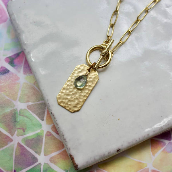 a.v. max - Dog Tag w/Semi Toggle Necklace: Peridot