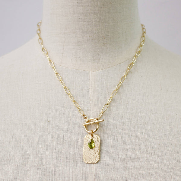 a.v. max - Dog Tag w/Semi Toggle Necklace: Peridot