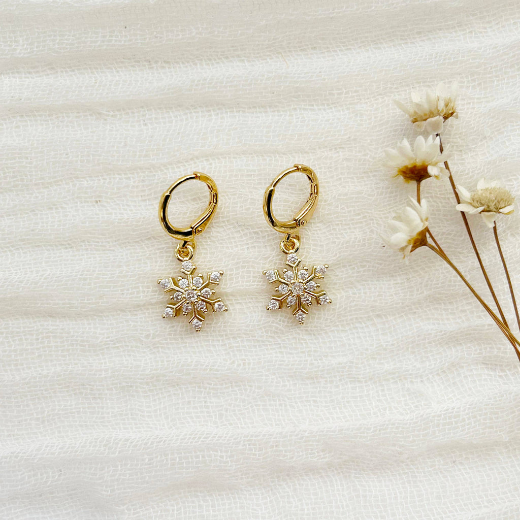 KARA | TOZER - Gold and Silver Snowflake Huggie Hoops