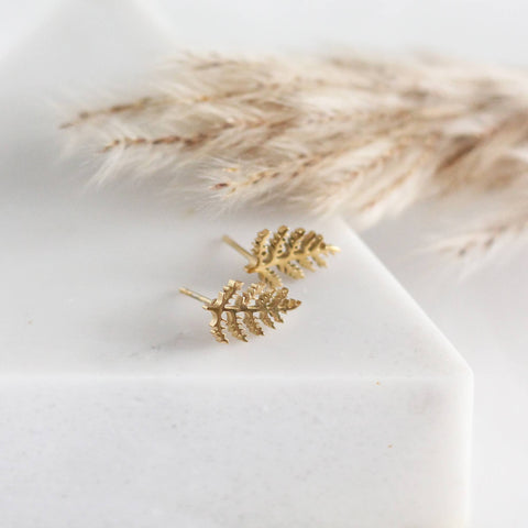 Mini Fern Earrings (Gold)