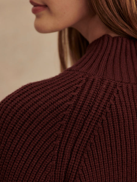 Women's Martina High Neck Rib Knit | Decadent Chocolate