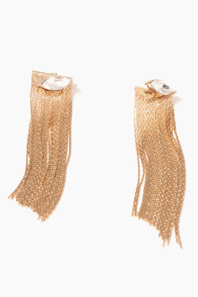 Crystal Marquis Fringe Earrings|18k Gold Plating