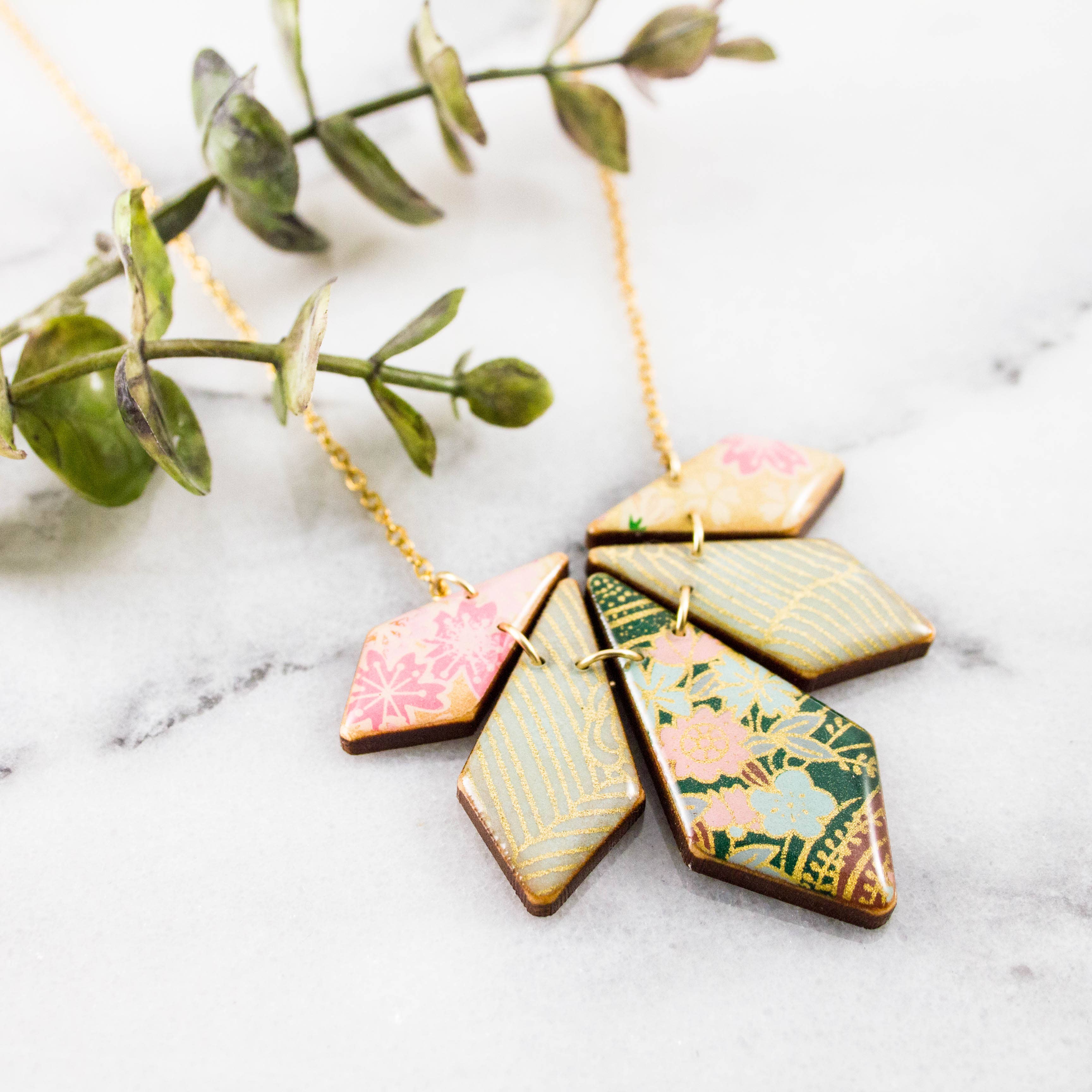 Japanese Geometric Petal Necklace