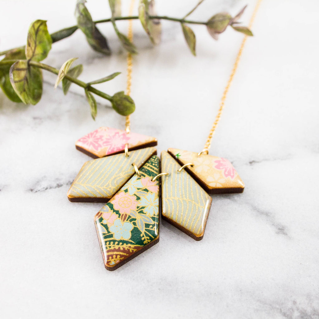 Japanese Geometric Petal Necklace