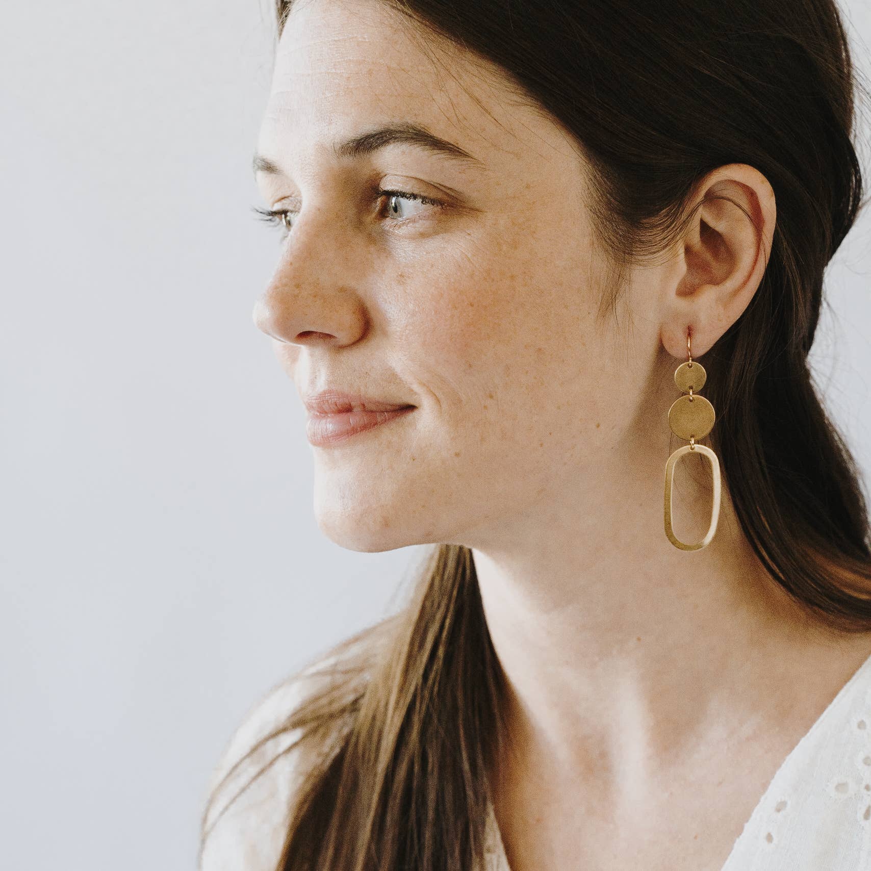 Long Oval Brass Earrings