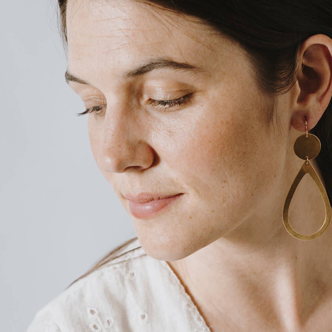 Long Oval Brass Earrings