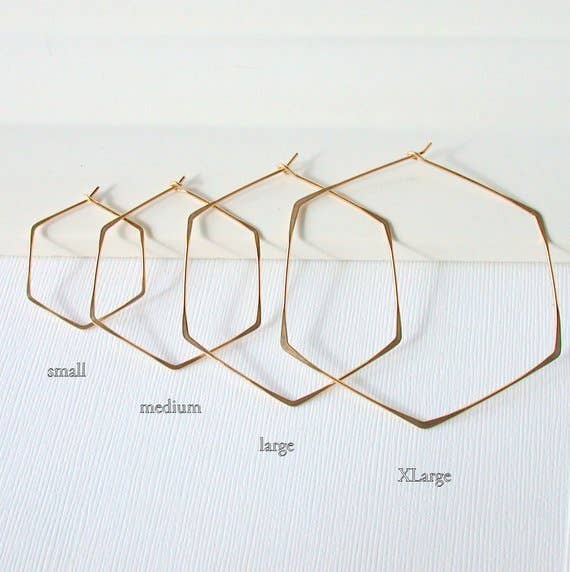 Hexagon Hoops gold fill / 2"