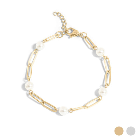 Pearl Paperclip Chain Bracelet