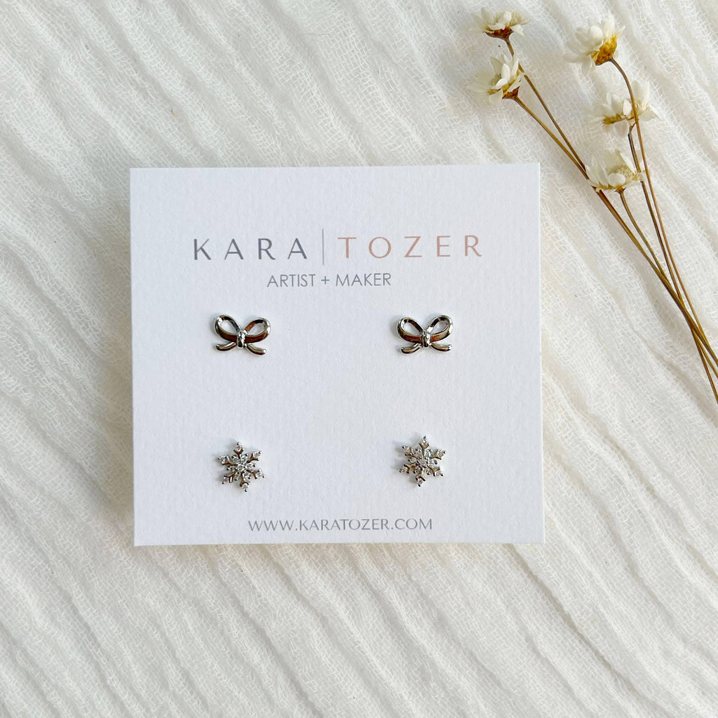 KARA | TOZER - Holiday Bow/Snowflake Stud Pack