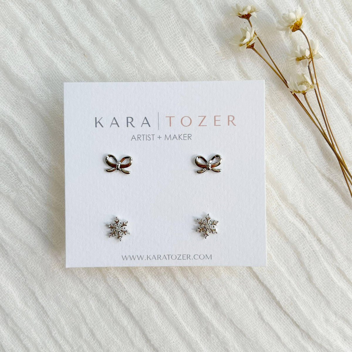 KARA | TOZER - Holiday Bow/Snowflake Stud Pack