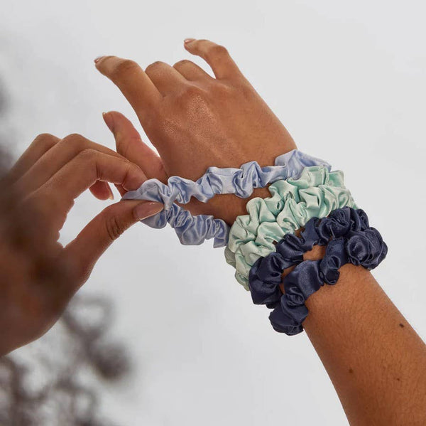 Ruched Satin Scrunchies 5pc Set - Garden Bouquet