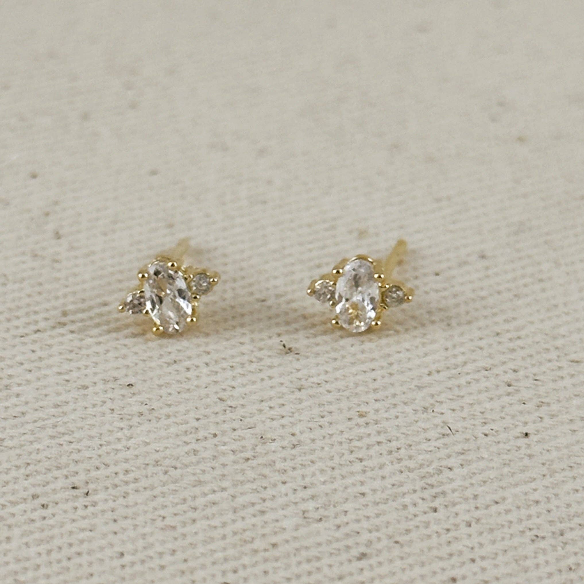 Mini Oval CZ Stud Earrings