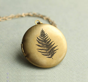 Engraved Botanical Gold Brass Locket