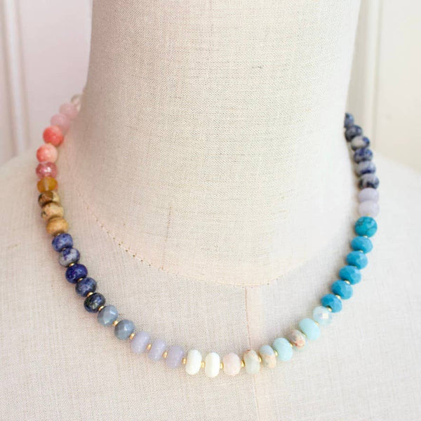 Medium Rondelle Necklace: Blue Multi