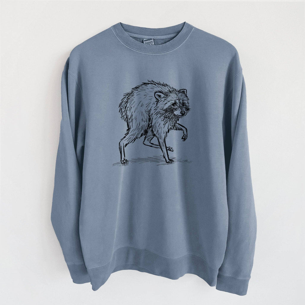 Because Tees - Short-Spine Seattle Raccoon - Unisex Pigment Dyed Crew Sweatshirt
